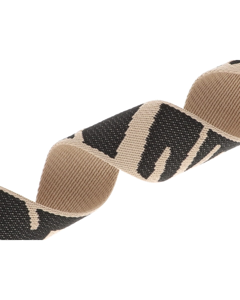 Gurtband Polycotton 38mm mit abstracktem Muster - dunkelsand/schwarz