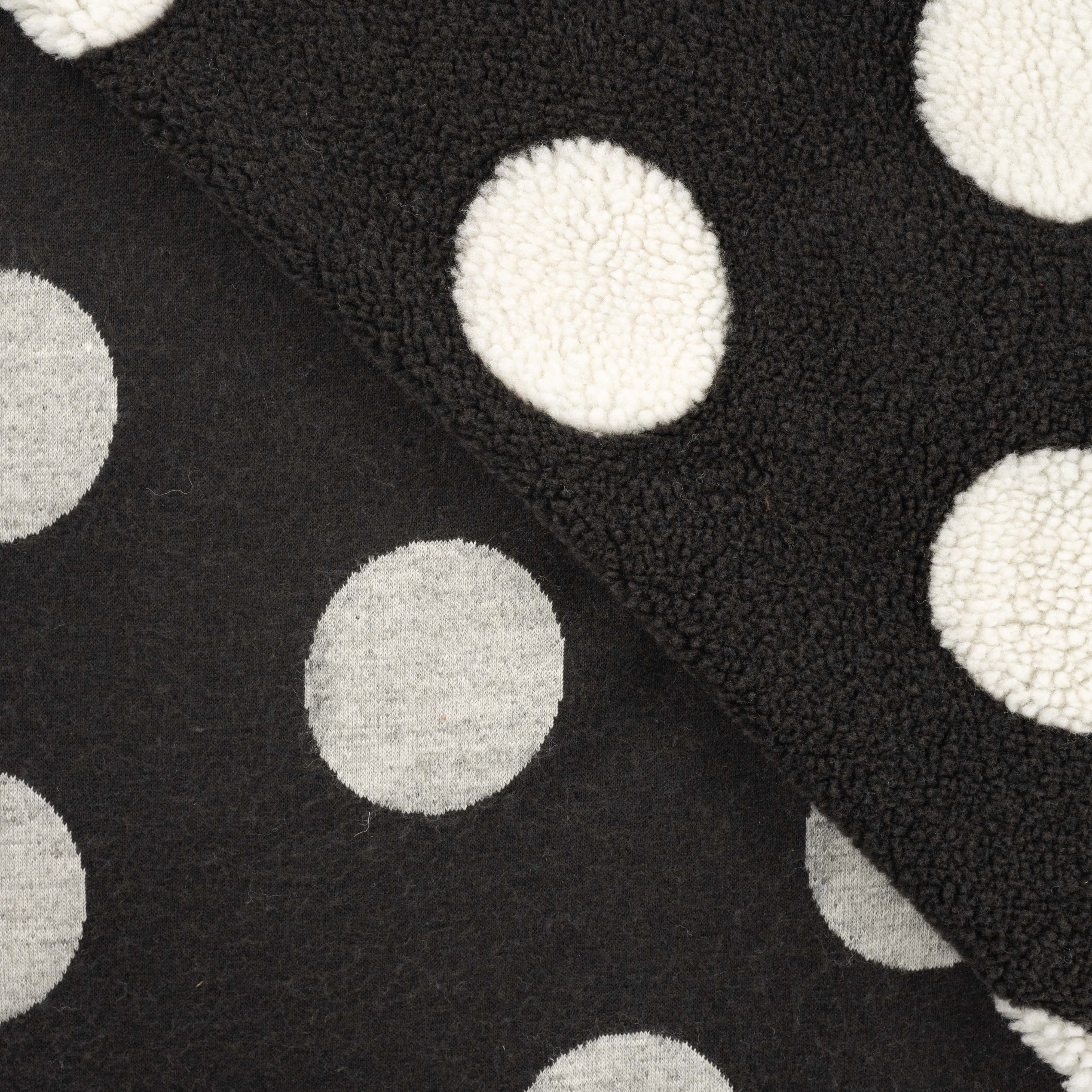 Teddystoff mit großen weißen Dots - schwarz (690)