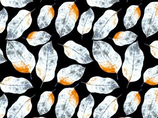 Viskose  Digital mit zarten Blättern - schwarz