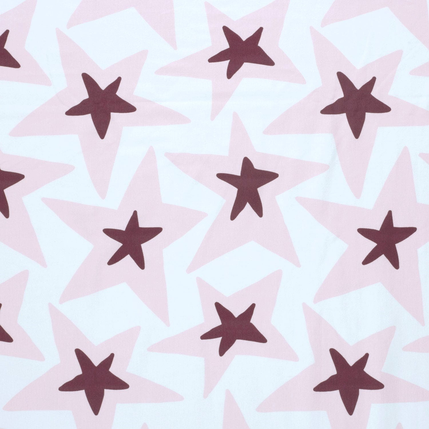 Baumwolljersey mit großen rosa/weinroten Sternen - ecru (N051)