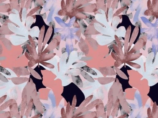 Viskose Digital mit modernem Blätter Muster - rosa/lila/schwarz