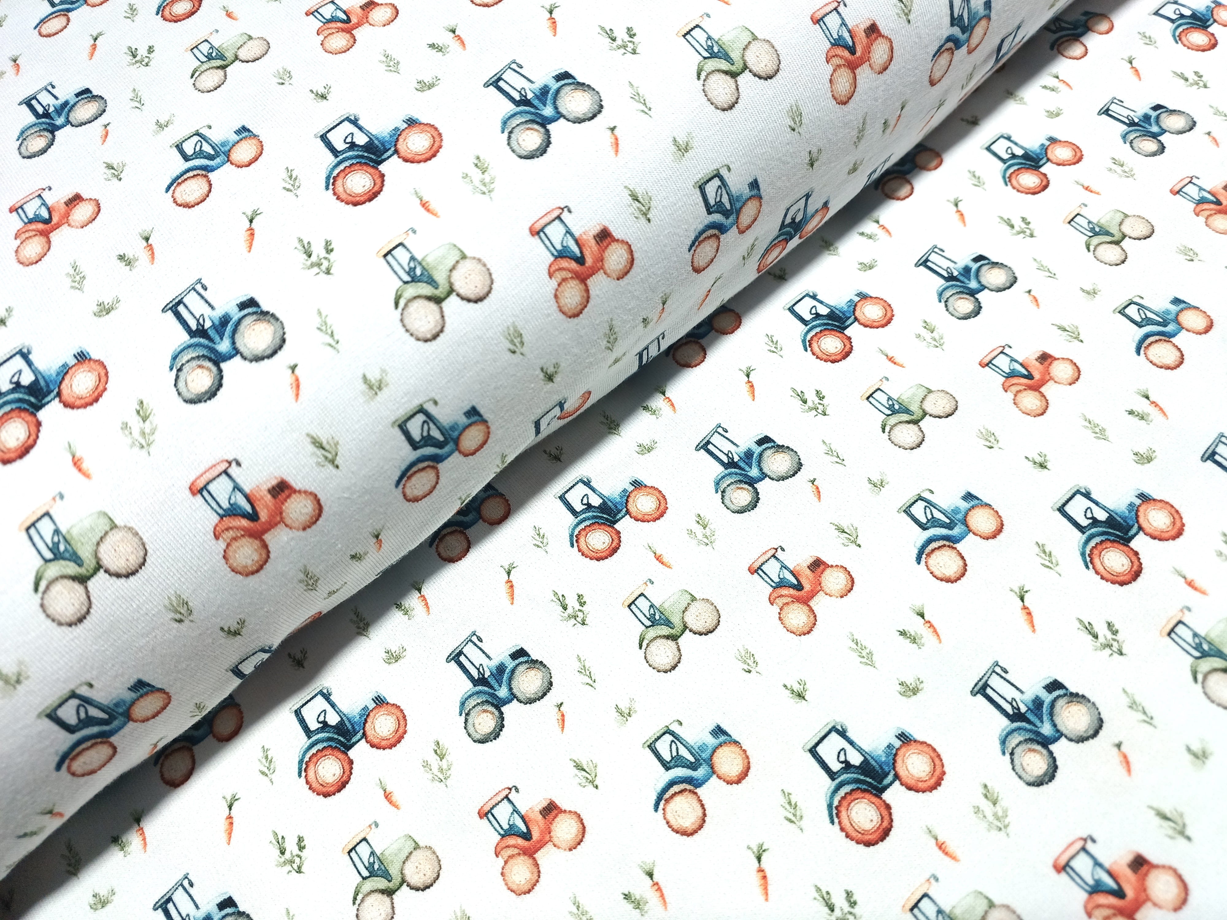 Baumwolljersey Digital mit Traktoren - ecru  