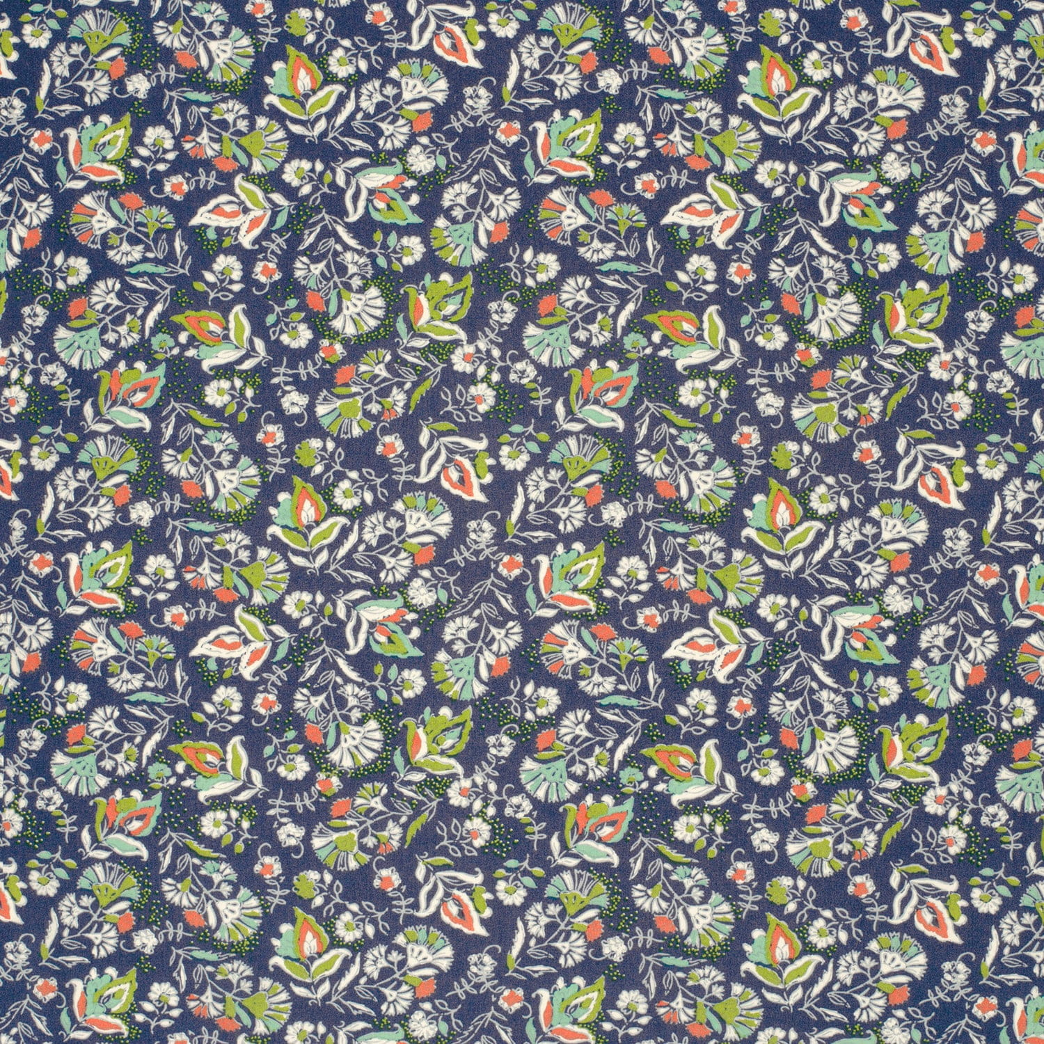 Viskose  Digital mit Blumen - kobaltblau 