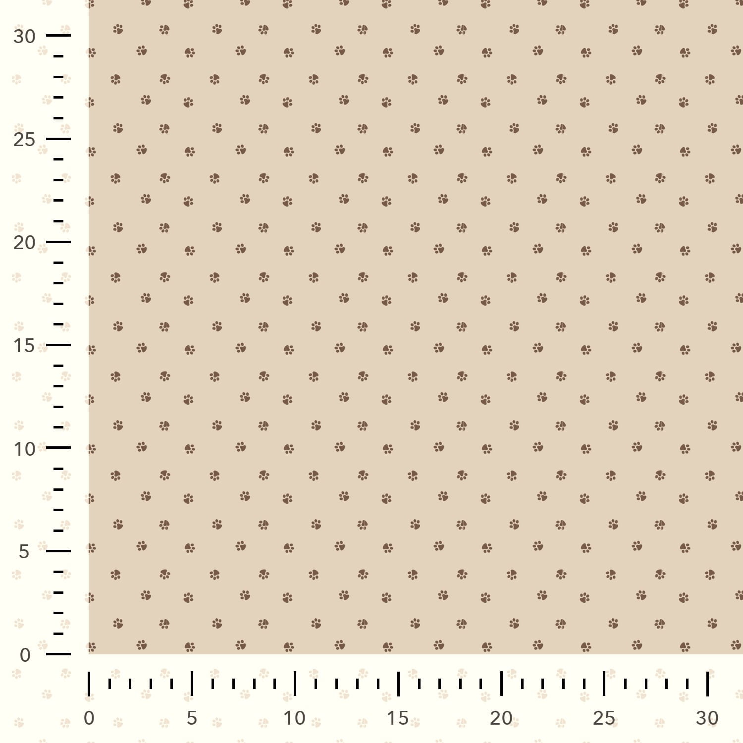 Baumwollstoff Popeline (digital) mit kleinen Pfotenabdrücken - sand (Q520)
