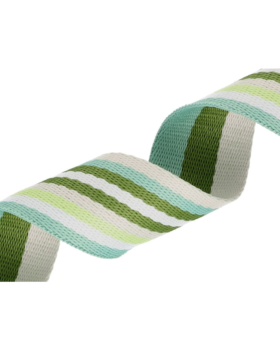 Gurtband Polycotton 38mm Streifen - mint/lime/dunkellime/weiß