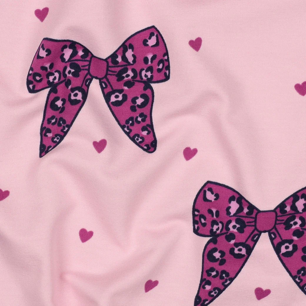 French Terry mit Leo-Schleifen - rosa