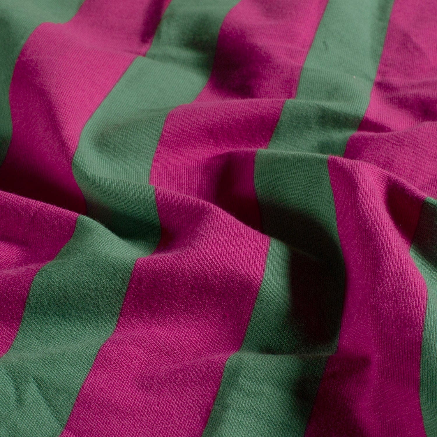 French Terry Digital mit Streifen - petrol/pink