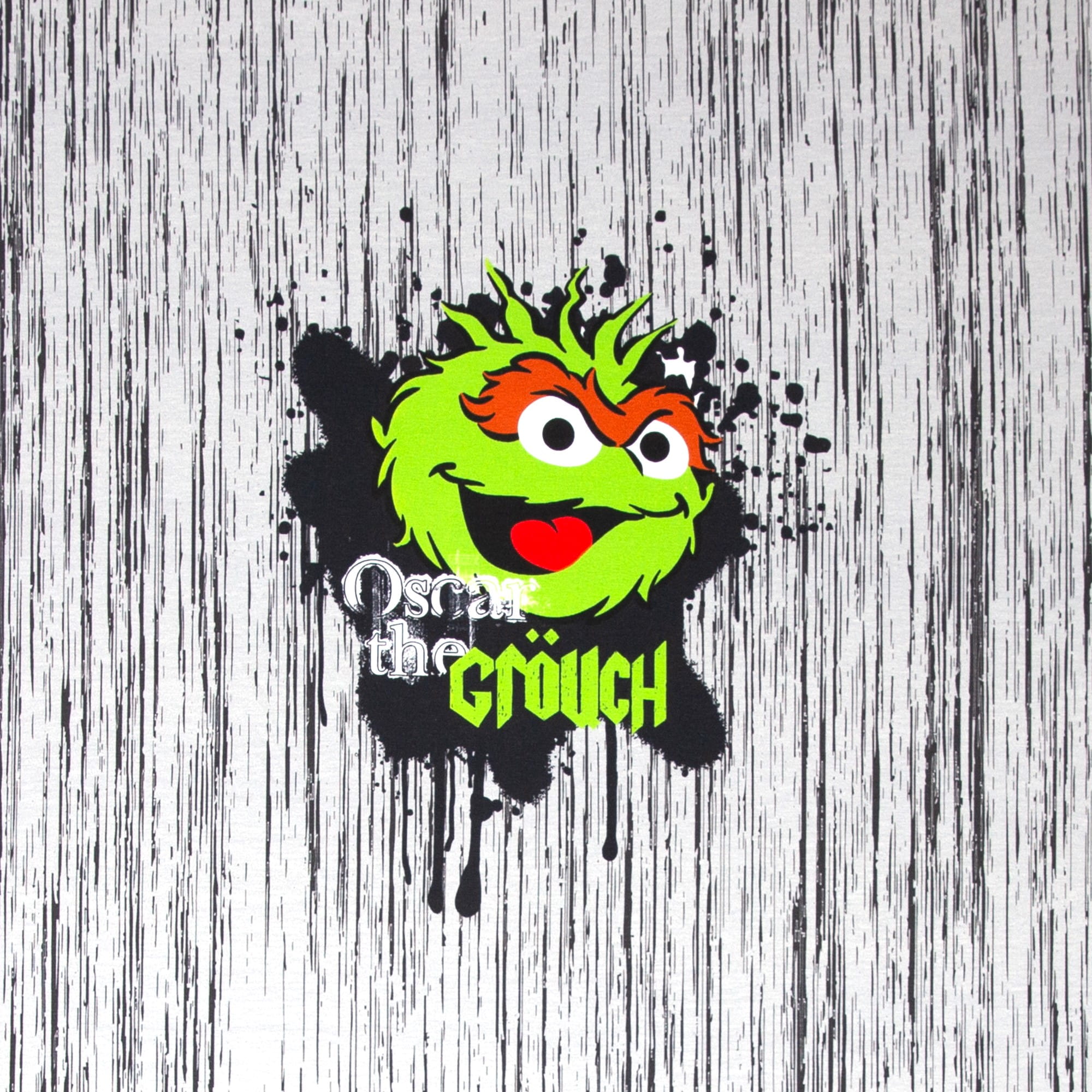 Lizenz Baumwolljersey Panel Sesamstrasse "Oskar - the Grouch" - grau