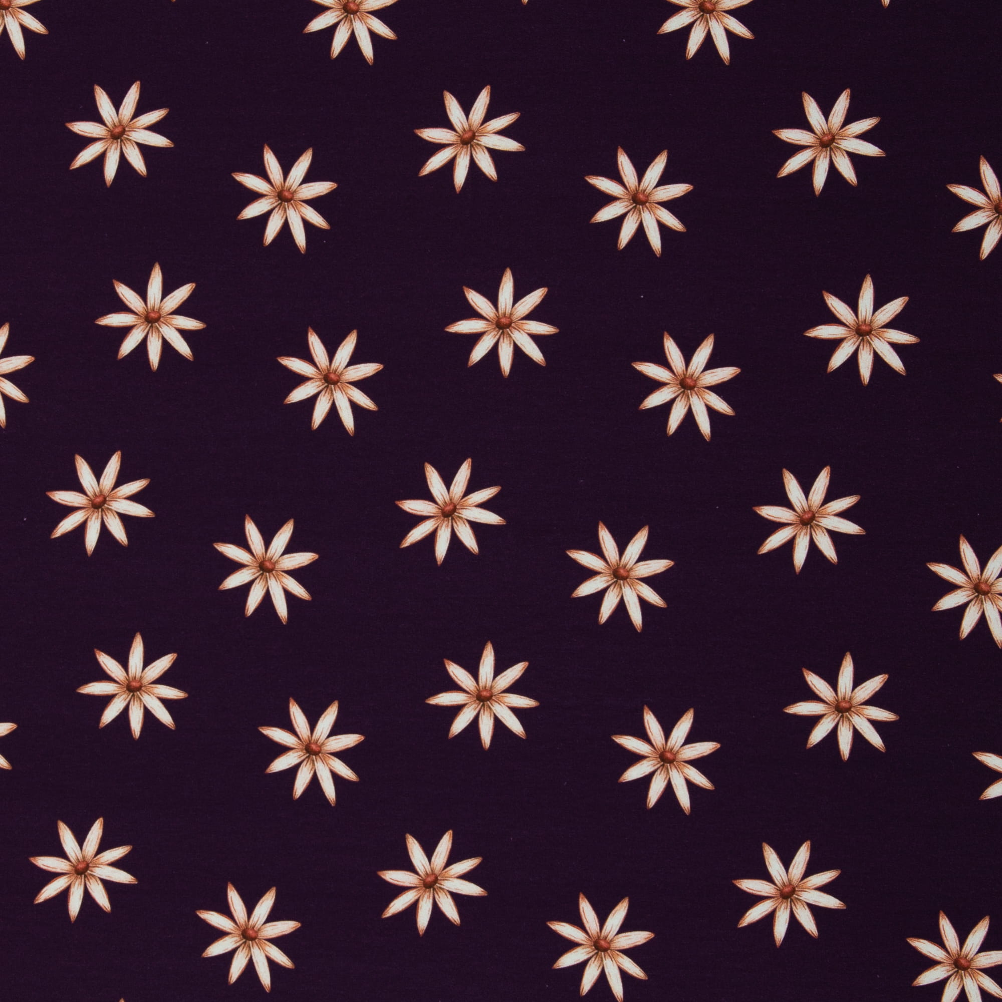 French Terry "Autumn Meadows" mit Blumen von Swafing - aubergine