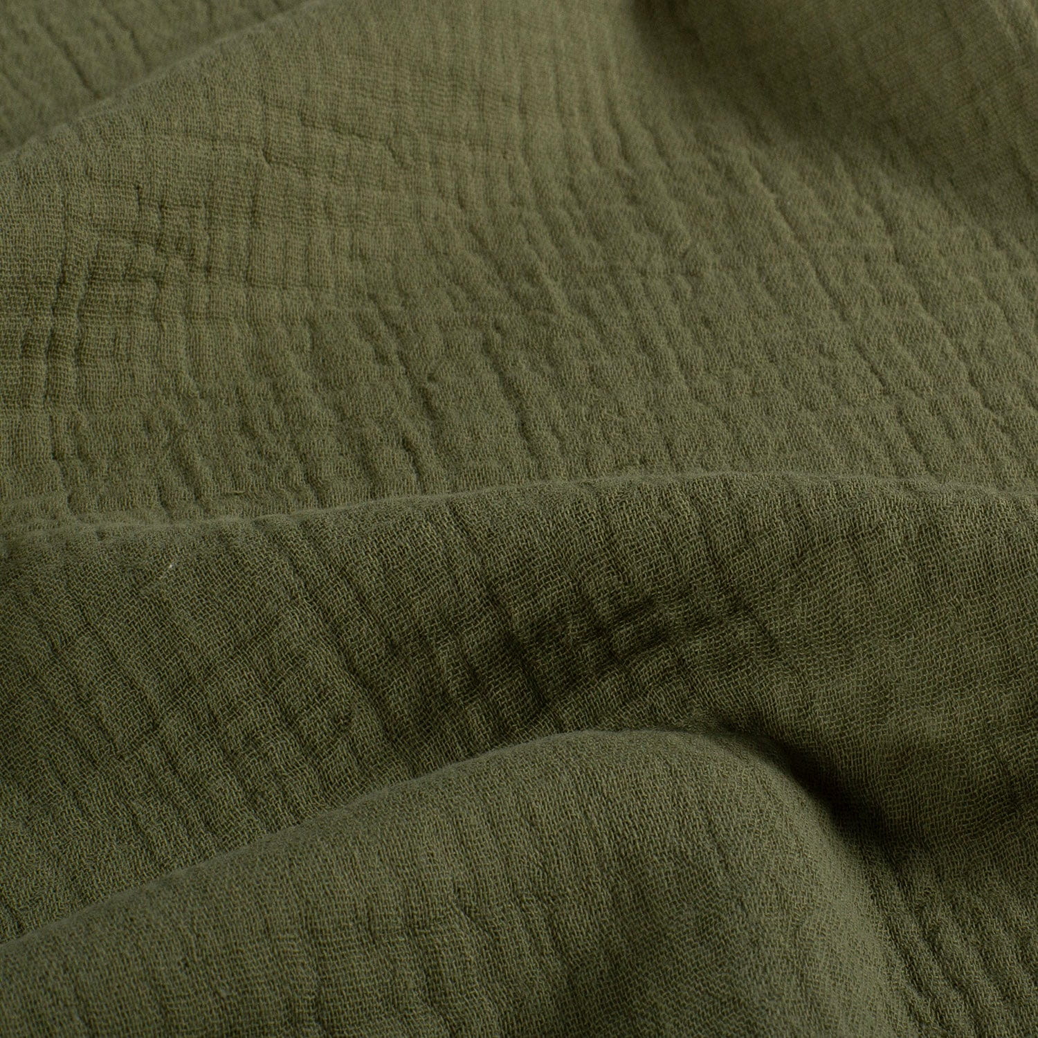 0,57m Reststück   Baumwoll-Musselin (Double Gauze) uni moosgrün (N228)