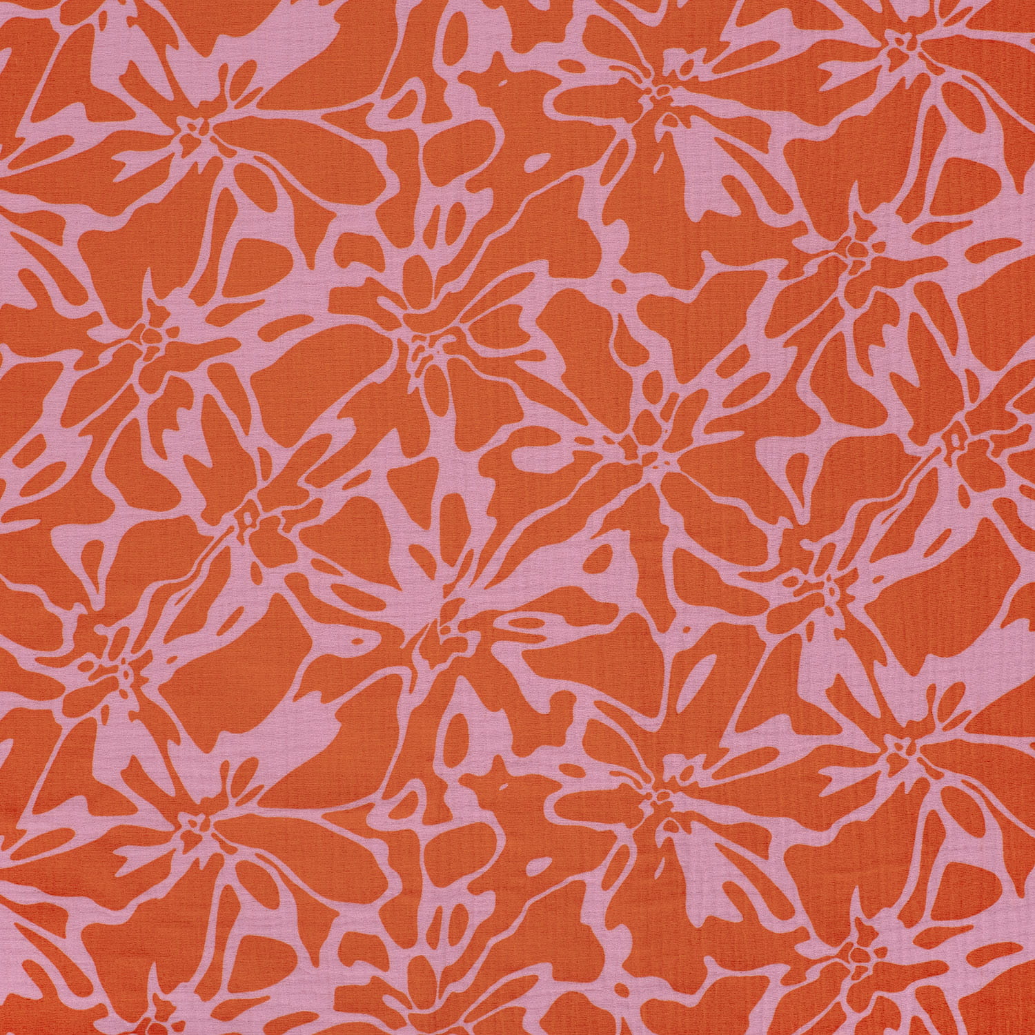 Baumwolle Double Gauze/ Musselin mit abstraktem Blumenmuster - orange/rosa