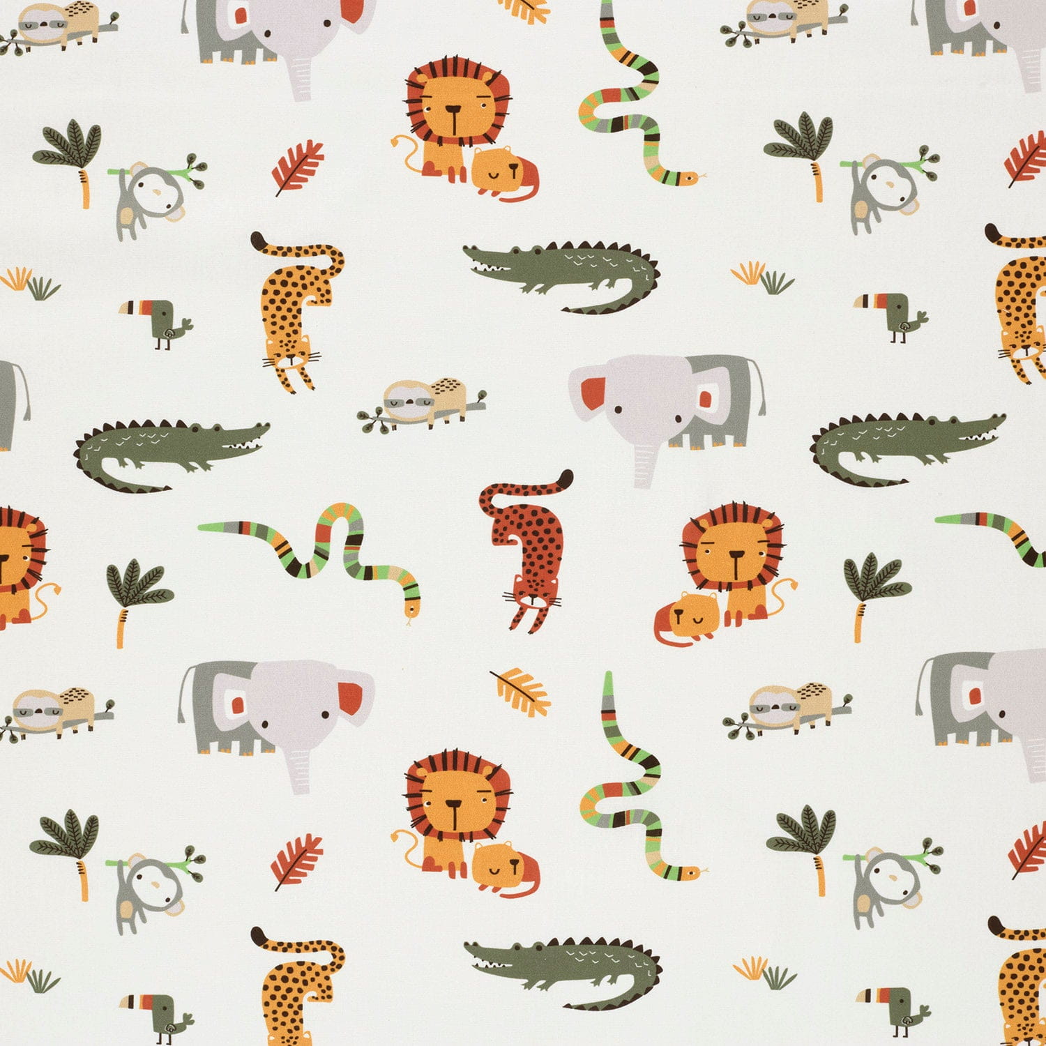 Baumwollstoff Popeline "Cartoon Safari" - ecru (N051)