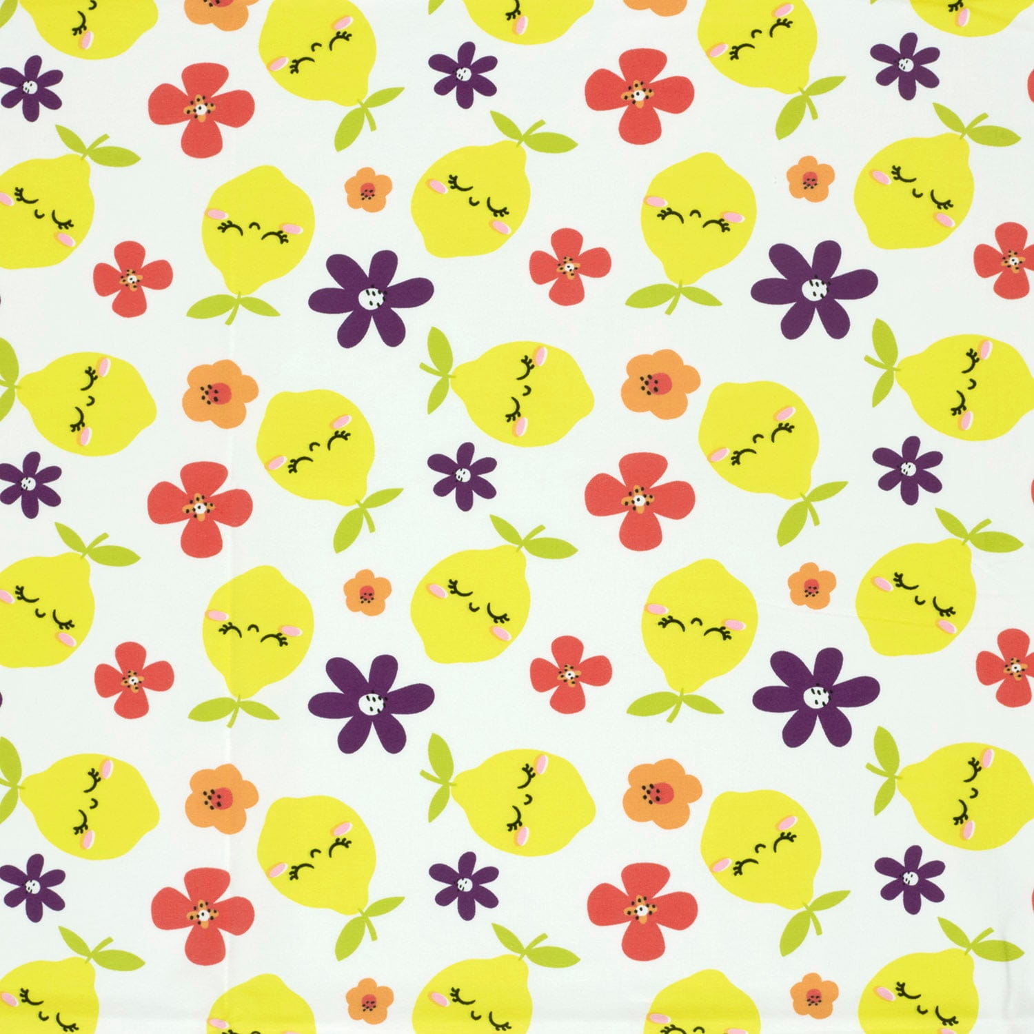 Baumwolljersey mit Zitronen & Blumen - ecru (N051)