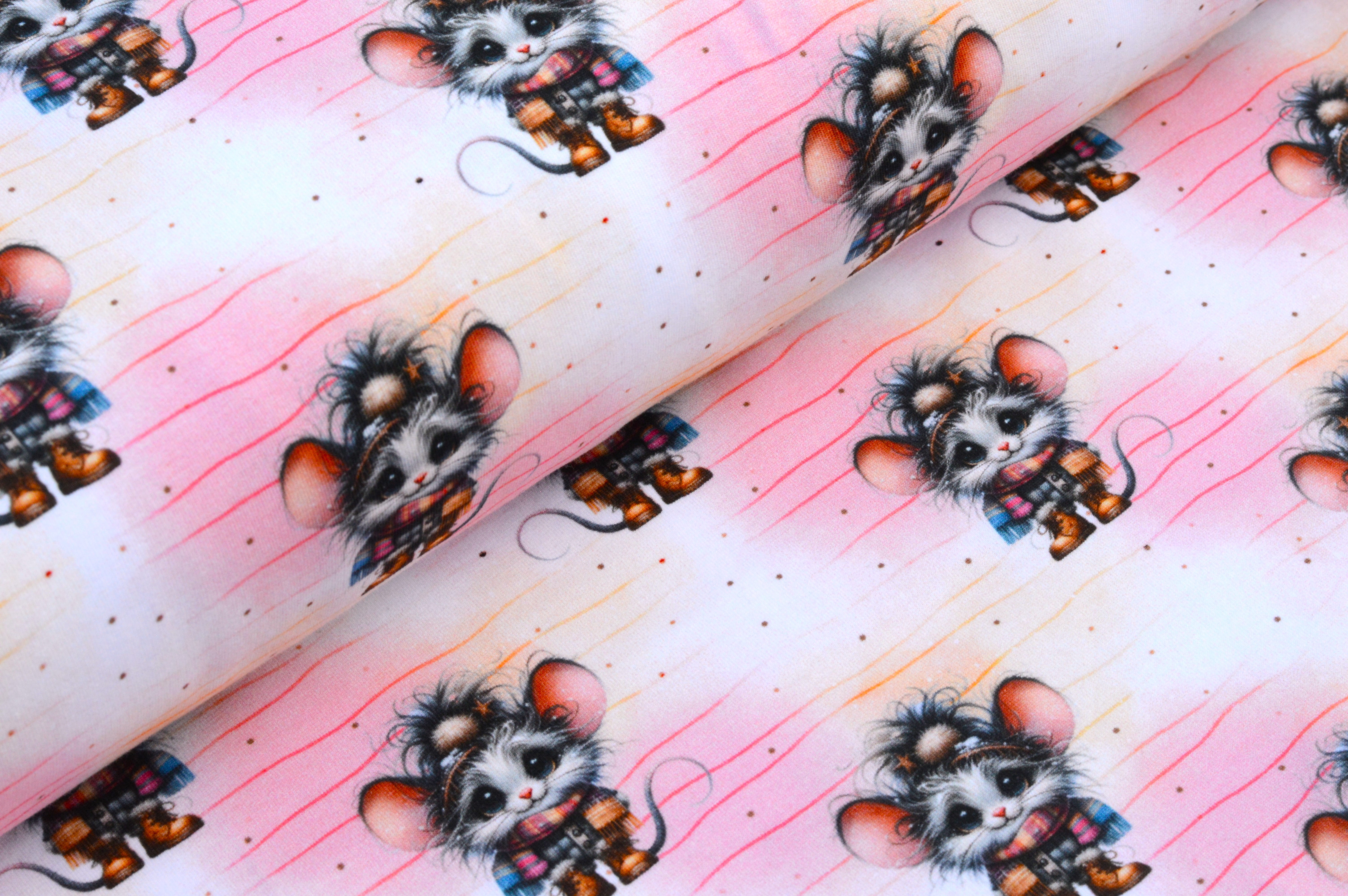 Digitaljersey Eigenproduktion "Lotti Maus" die kleine Träumerin - weiß/koralle/aprikot