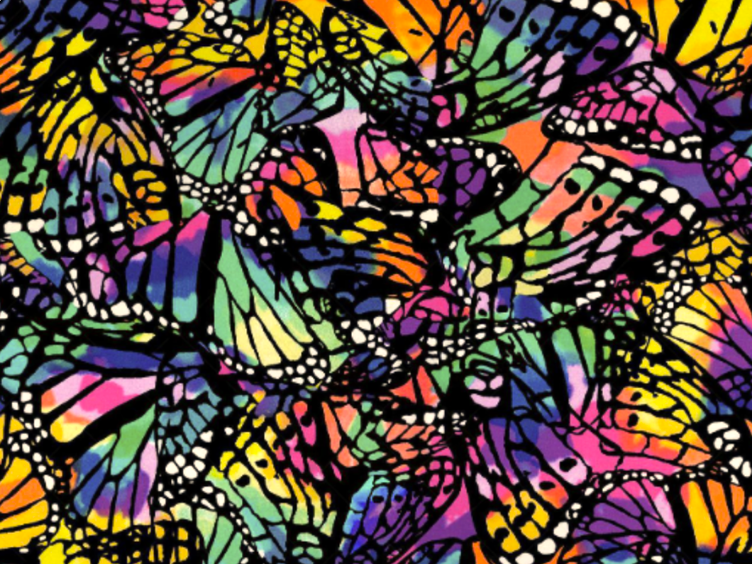 Alpenfleece Digital "Butterflies" mit Schmetterlingen - bunt