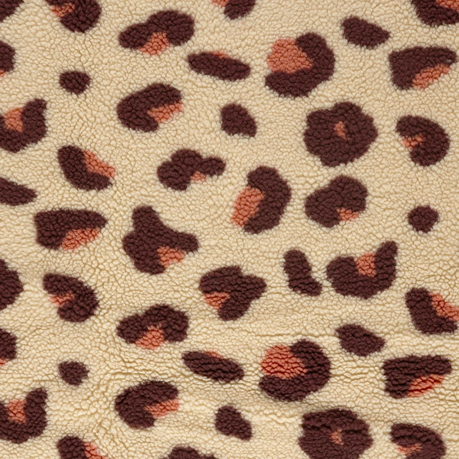 Teddystoff mit Leomuster - beige