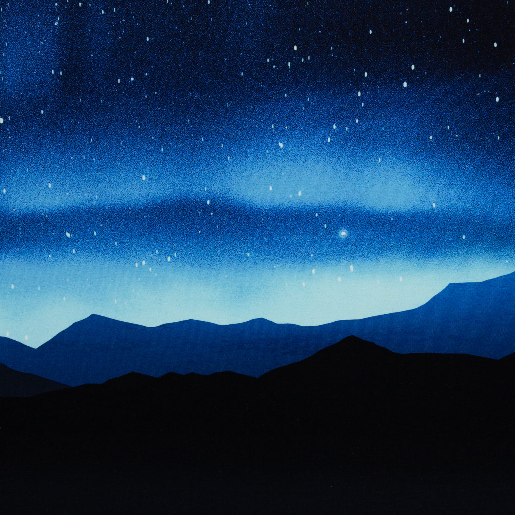 French Terry brushed Panel "on the rocks" sky by Thorsten Berger - blau/schwarz