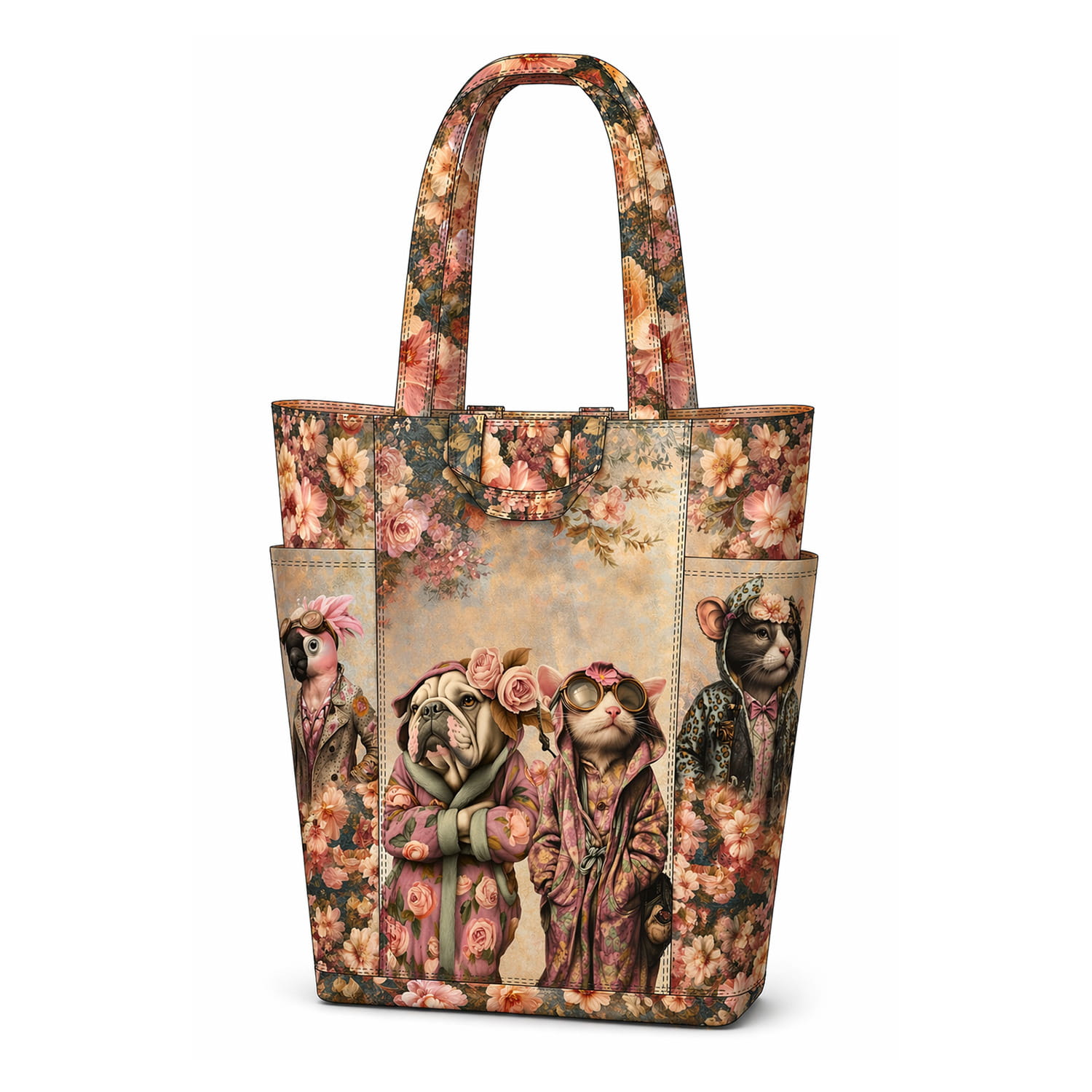 Canvas Panel "Floral Animal Crew" von Stenzo 150x150 cm