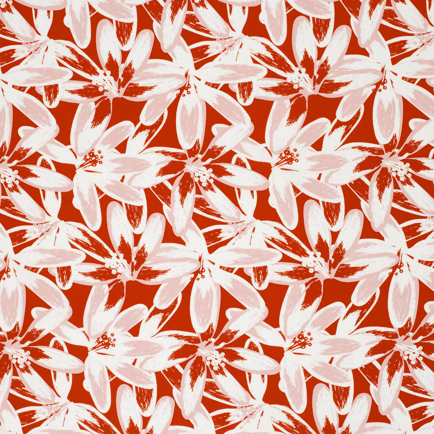 Viskose  Digital mit hellen Blumen - rot