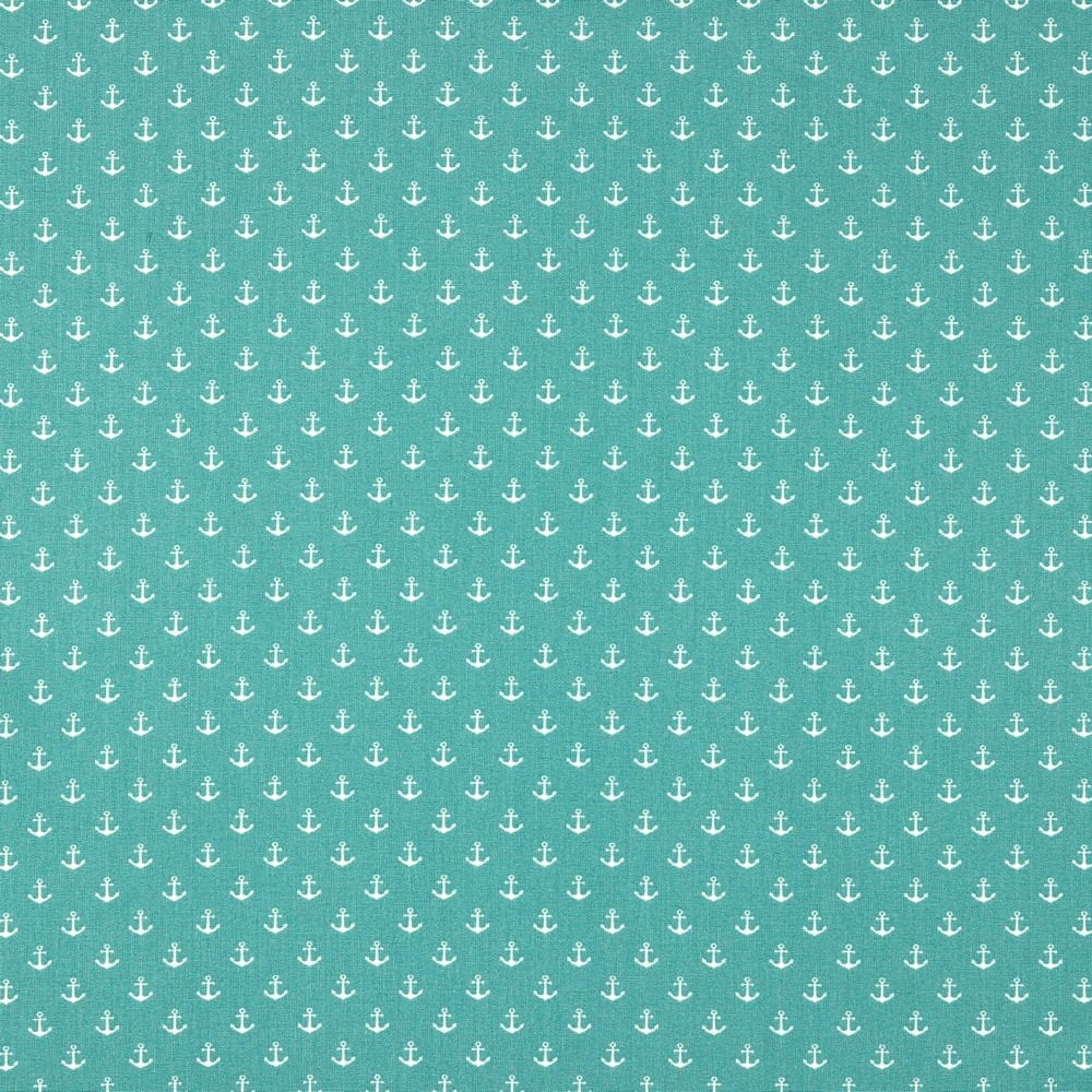 Baumwollstoff old green mit kleinen weißen Ankern (029) 