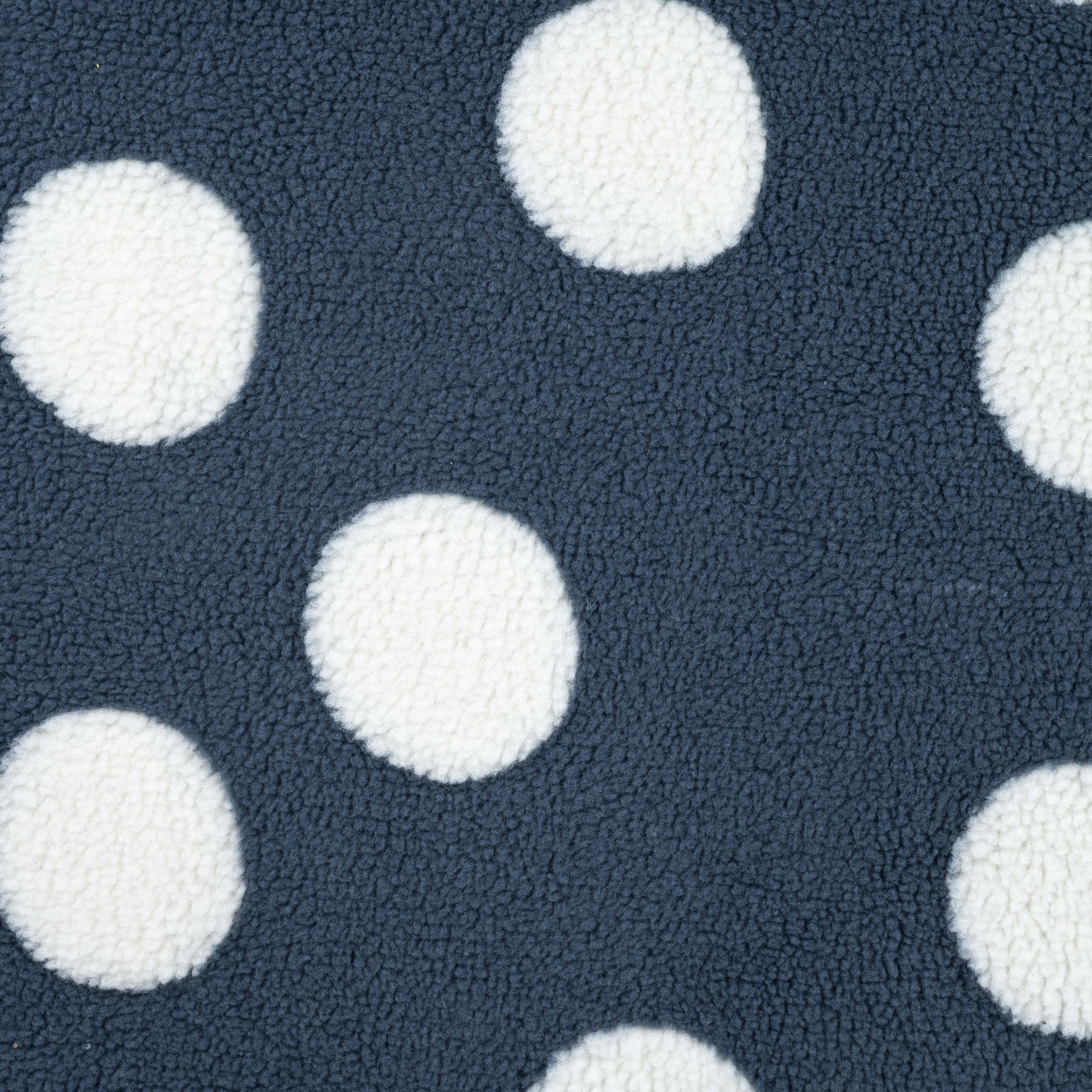 Teddystoff mit großen weißen Dots - denim (960)