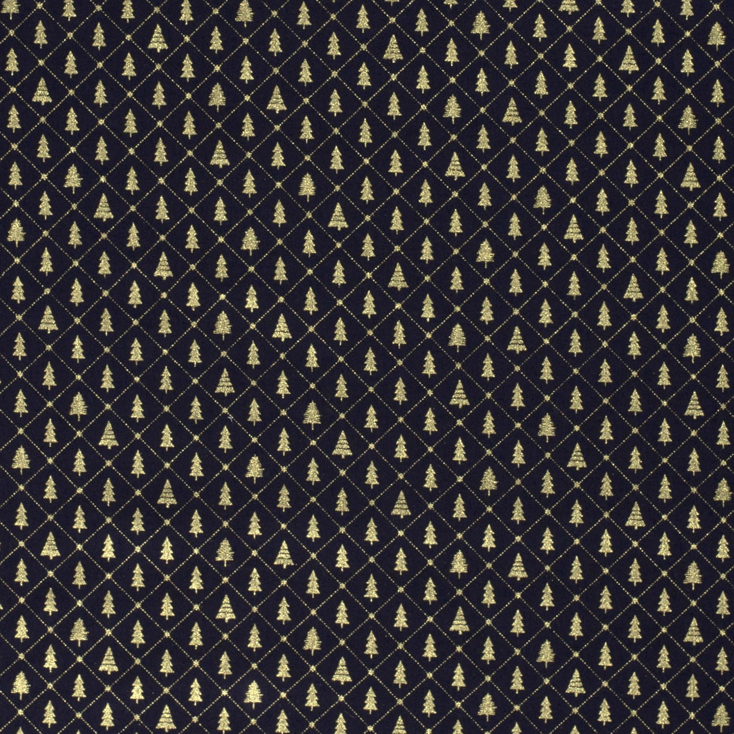 Baumwollstoff mit Weihnachtsbäumen - marine (N008)