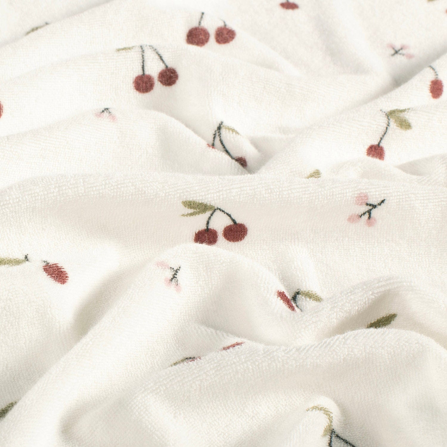 Frotte Stretch mit Kirschen und Blüten - ecru (N051)