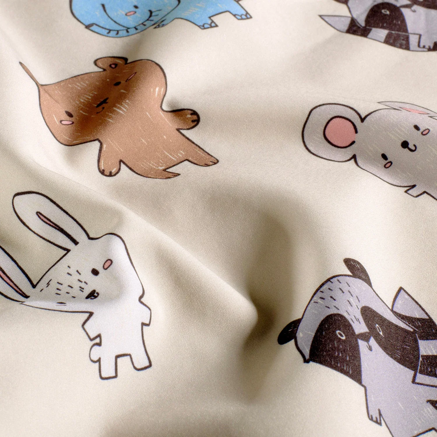 Softshell Digital mit niedlichen Tieren - hell beige