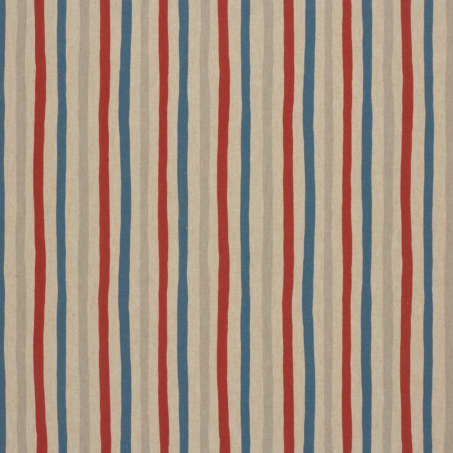 Halb-Panama Dekostoff in Leinenoptik mit Streifen - blau/rot/beige/natur