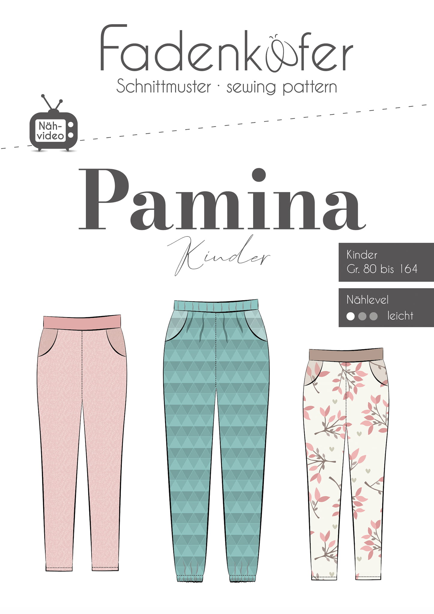 Papierschnittmuster Hose Pamina für Kinder 80-164 von Fadenkäfer 