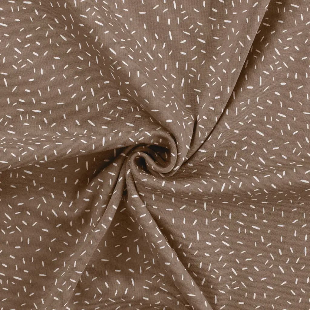 Baumwolljersey taupe mit weißen Konfetti (454)   