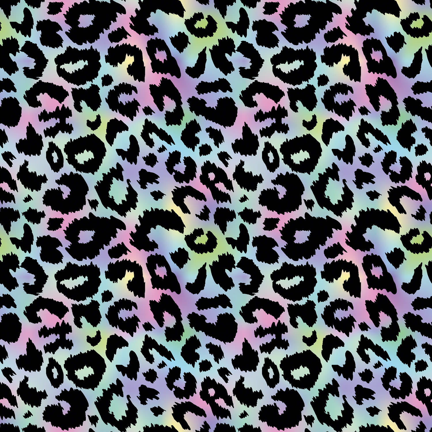 Softshell Digital mit schwarzen Leopardenmuster auf Regenbogenverlauf