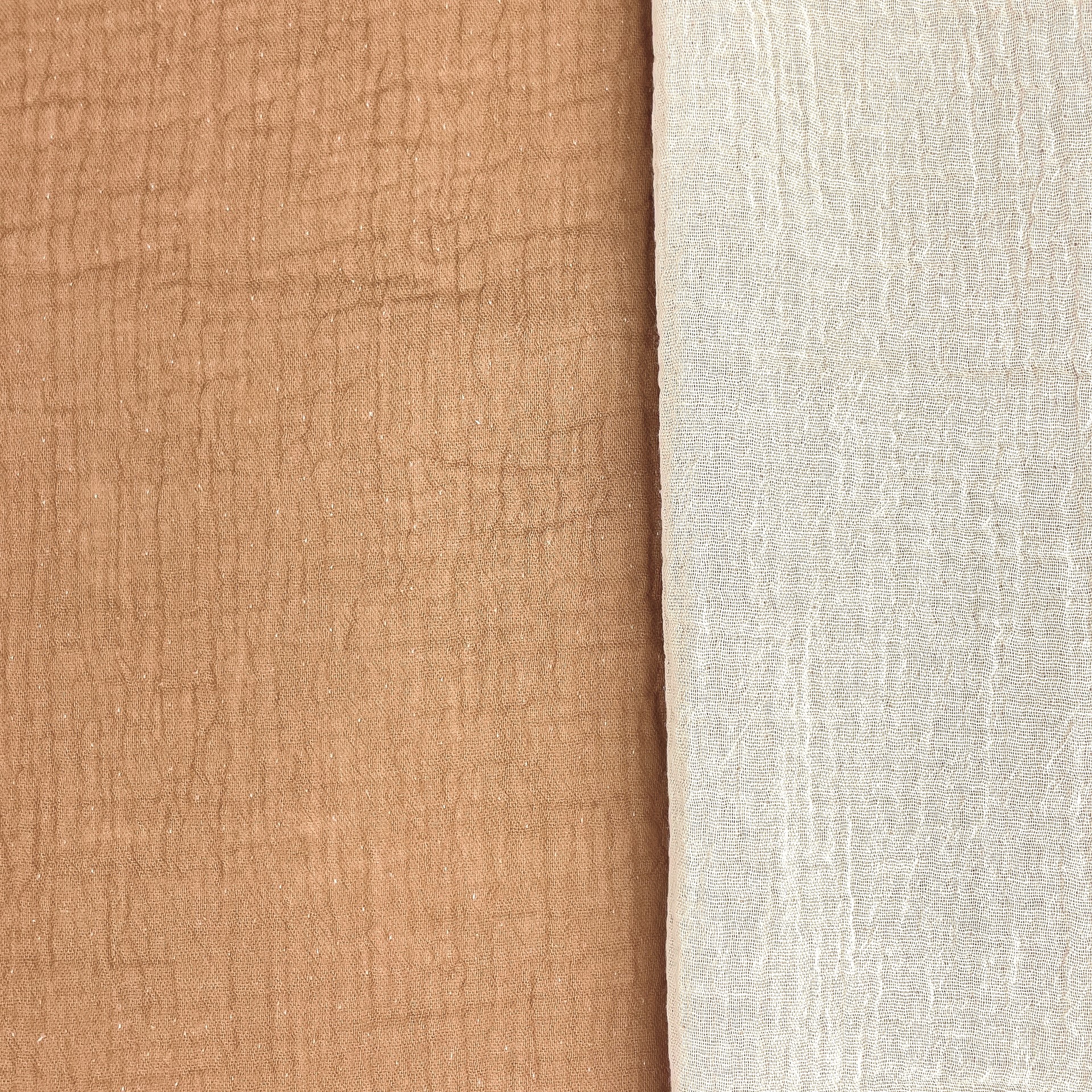 Baumwoll-Musselin "Double Face" uni mocha/sand (1155)