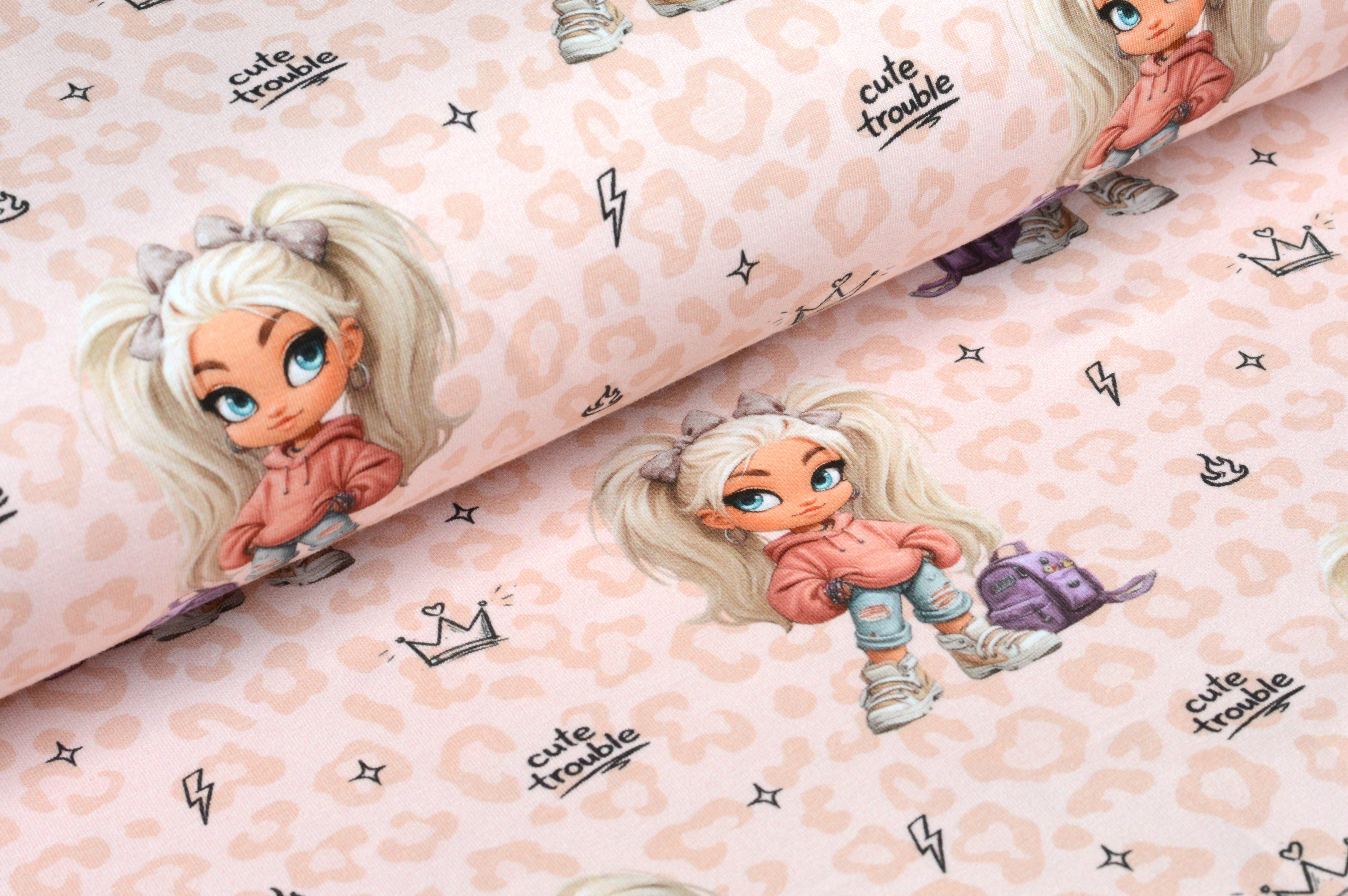 Digitaljersey Eigenproduktion "Zoey - Cute Trouble" mit Leopardenmuster - salmon