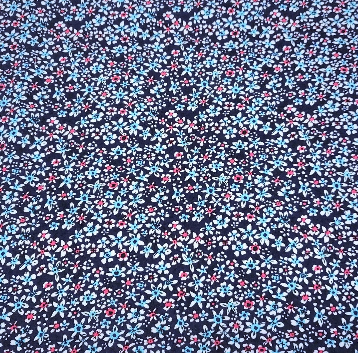 Viskose Vasila Digital mit kleinen Blümchen - dunkelblau