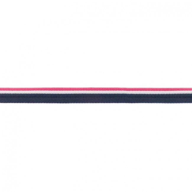 Paspelband "Trio" mit 3 Farben - dunkelblau/weiß/pink