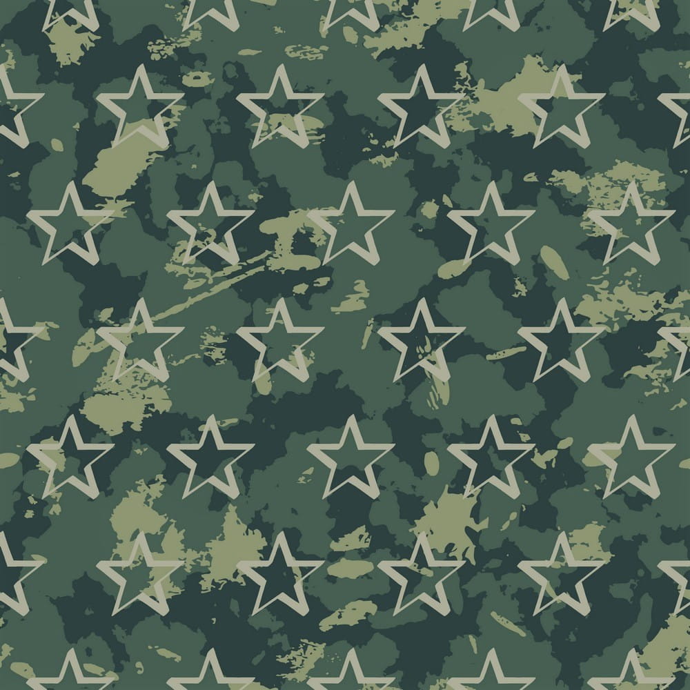 0,36m Reststück     Softsweat angeraut "Camouflage Stars" - dark green