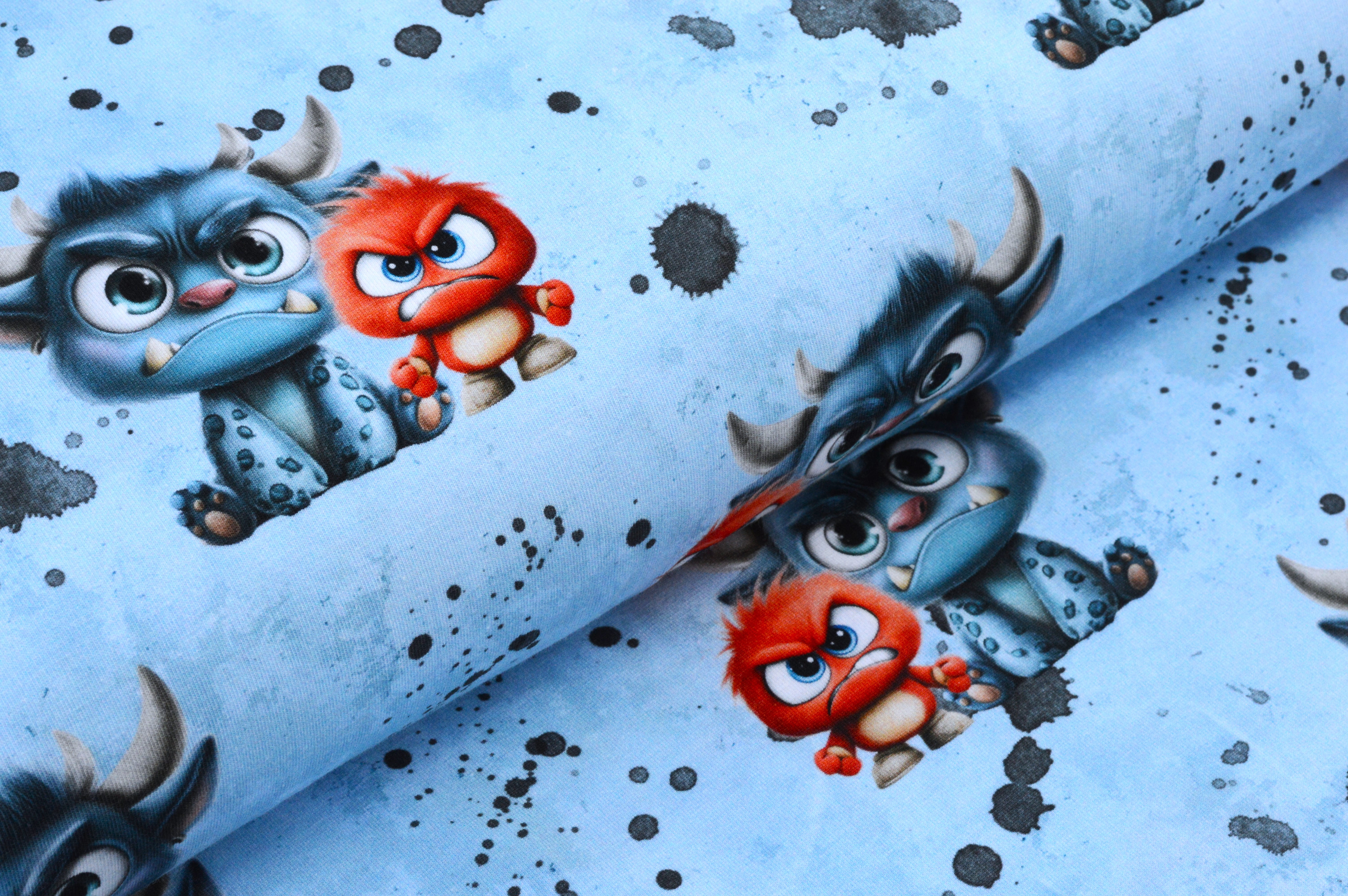 Digitaljersey Eigenproduktion "Bruno Brummmonster & Oskar Trotzkopf" die kleinen Monsterfreunde - hellblau