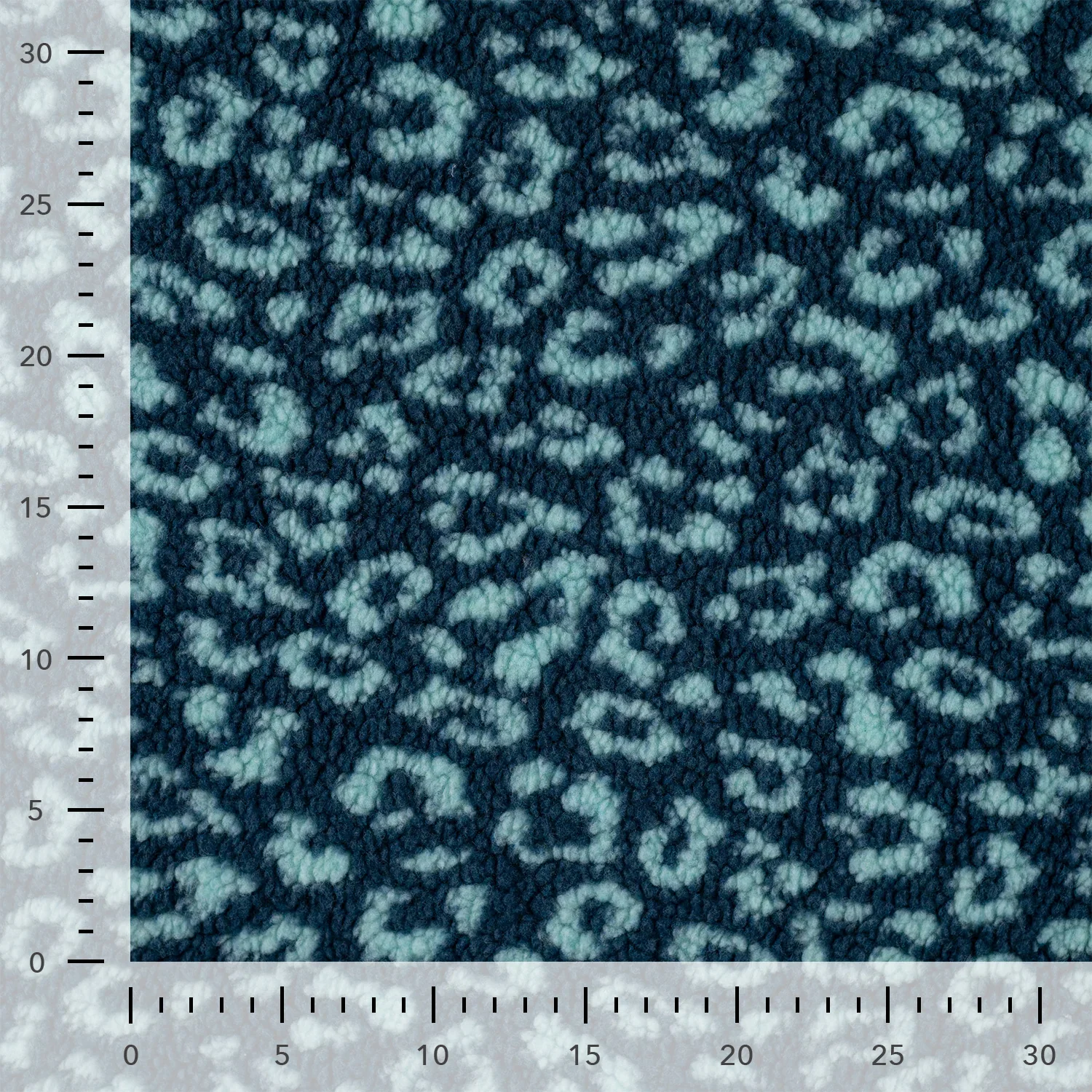 Teddystoff Jacquard mit Leomuster - aqua (Q930)