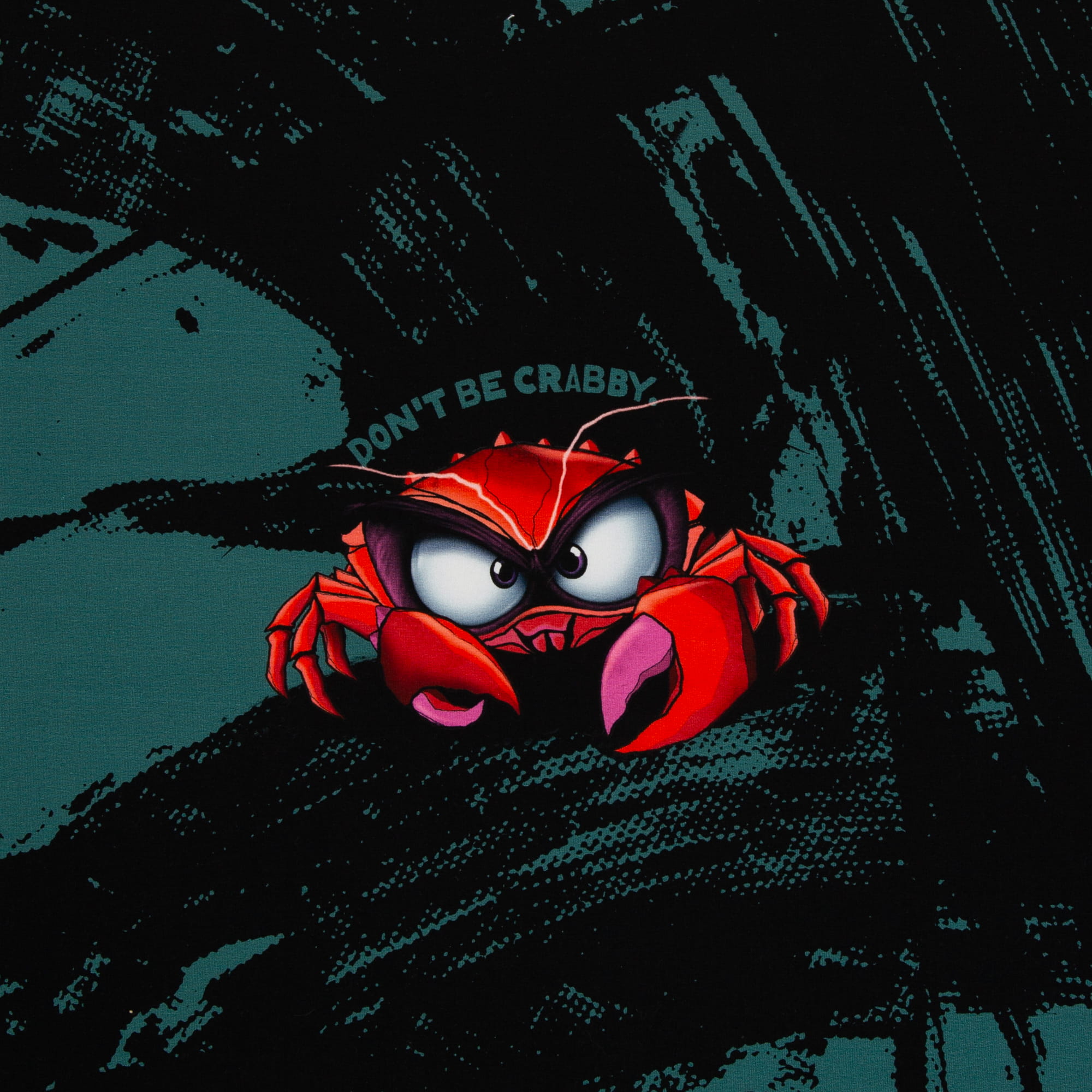 French Terry Panel "Eddy the Crab" by Thorsten Berger - petrol