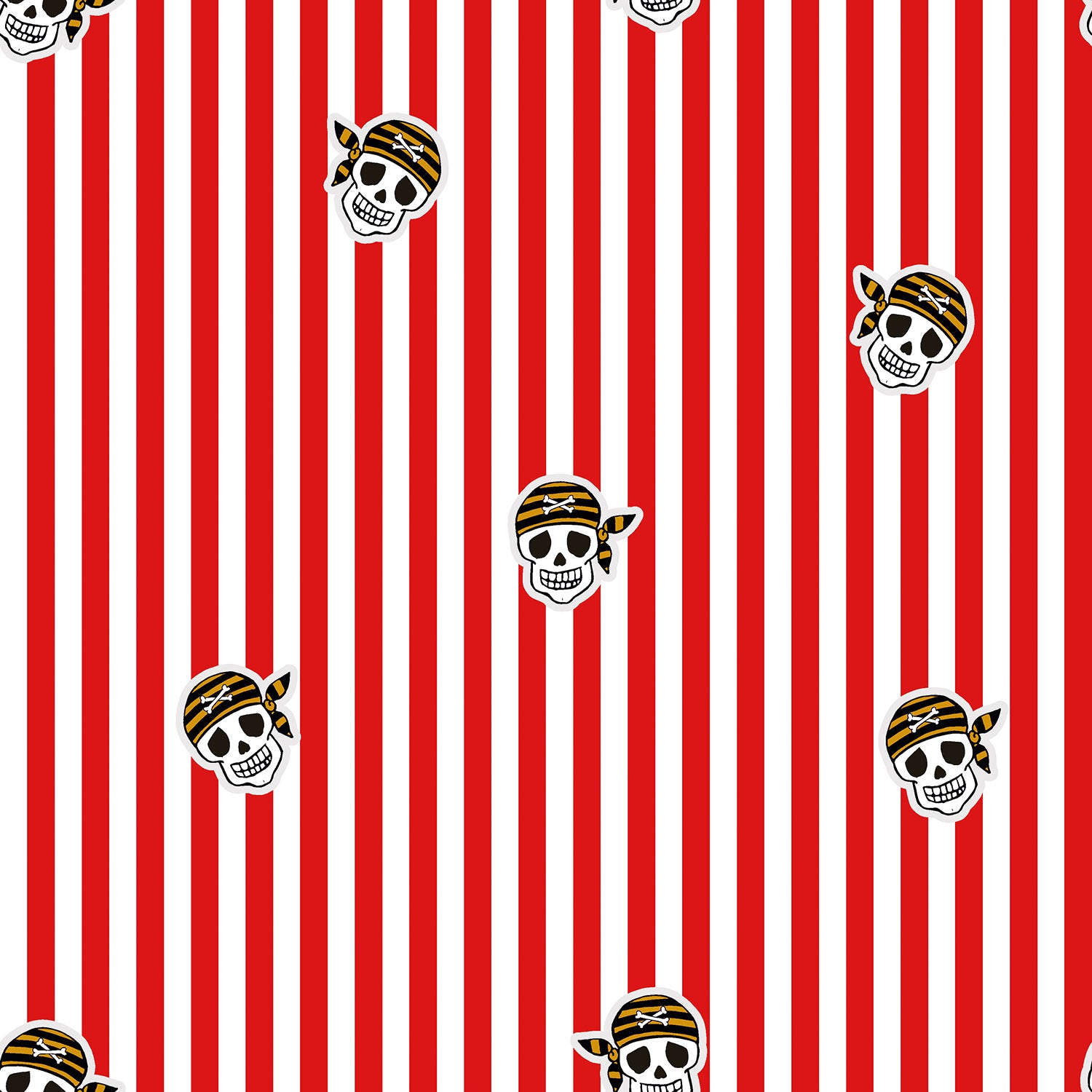 Karnevalsstoff Burlington "Pirate Skulls" - rot/weiß (N015)