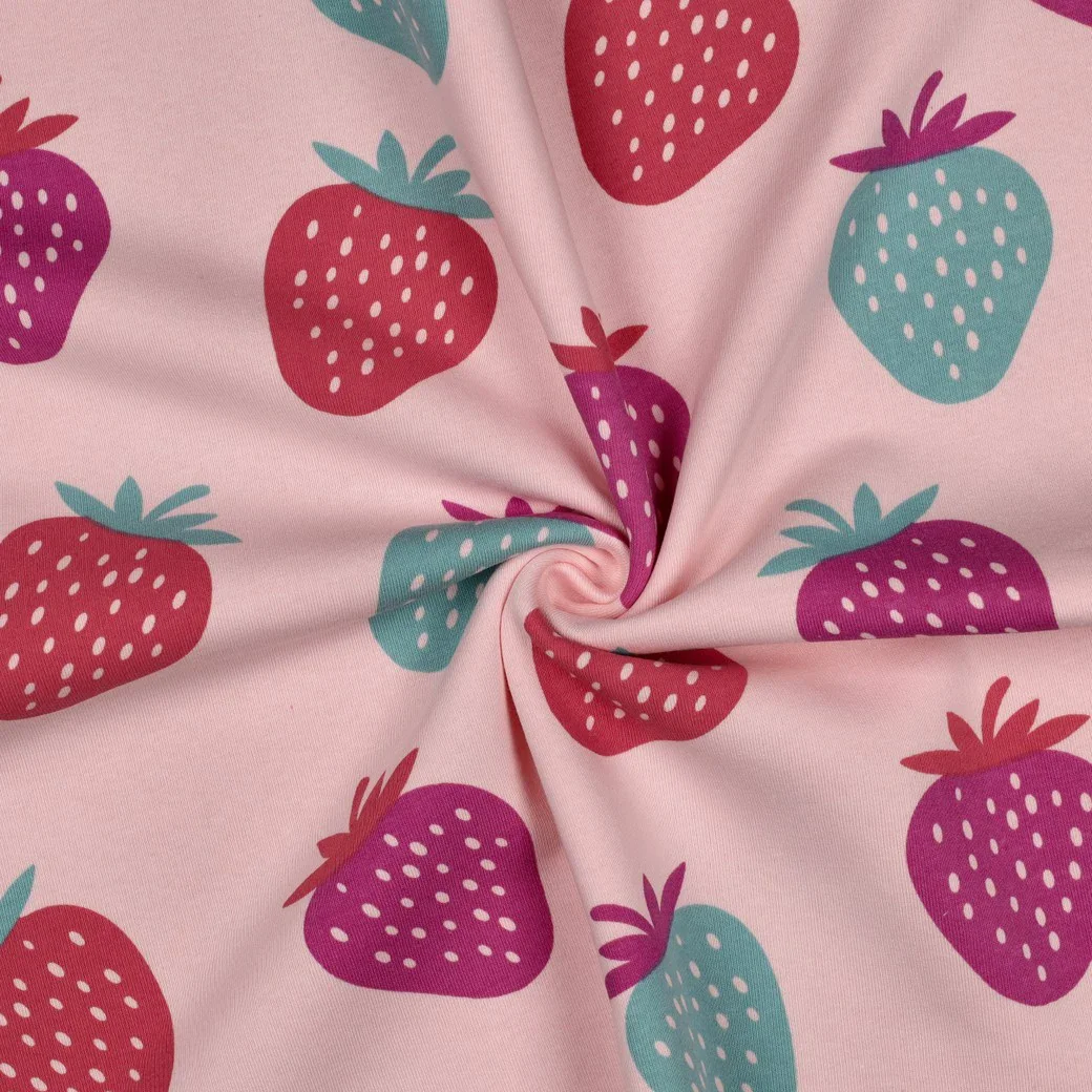 Sweat angeraut mit Erdbeeren - rosa (V047)