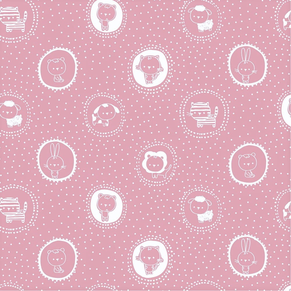 Baumwollstoff  "Sweet Animals" mit Dots - altrosa/weiß