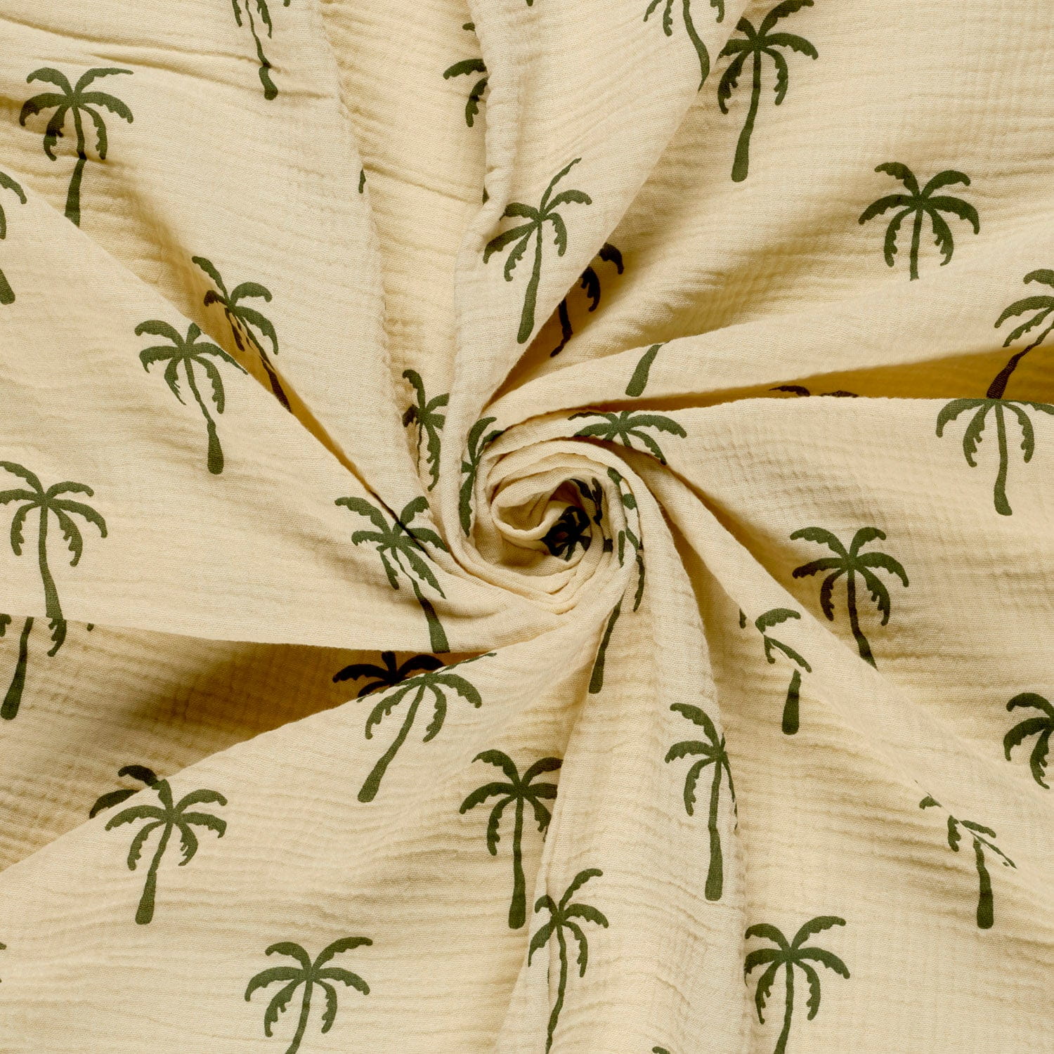 Baumwolle Double Gauze/ Musselin mit Palmen - beige (N052)
