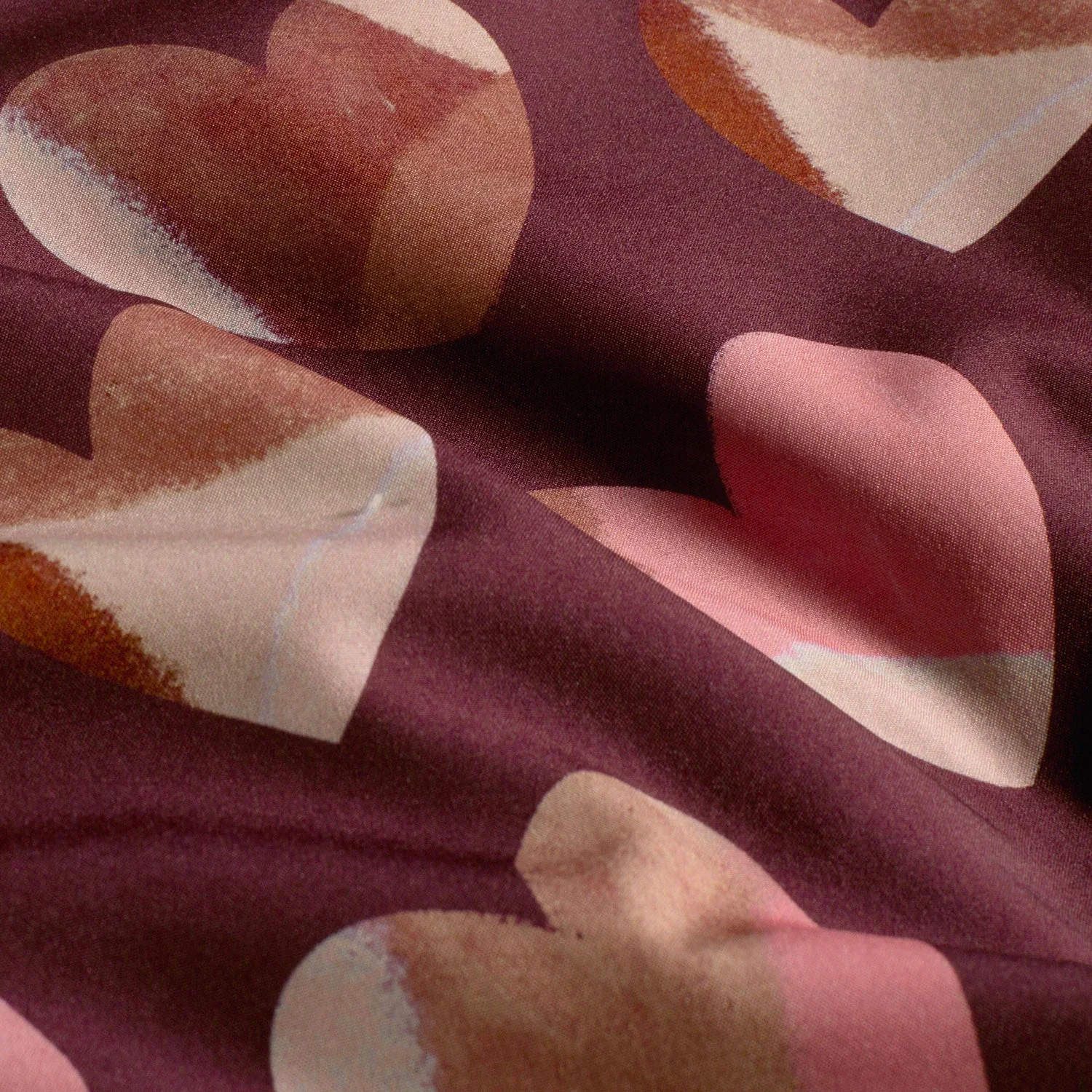 Softshell Digital mit Aquarell-Herzen - dark dusty bordeaux