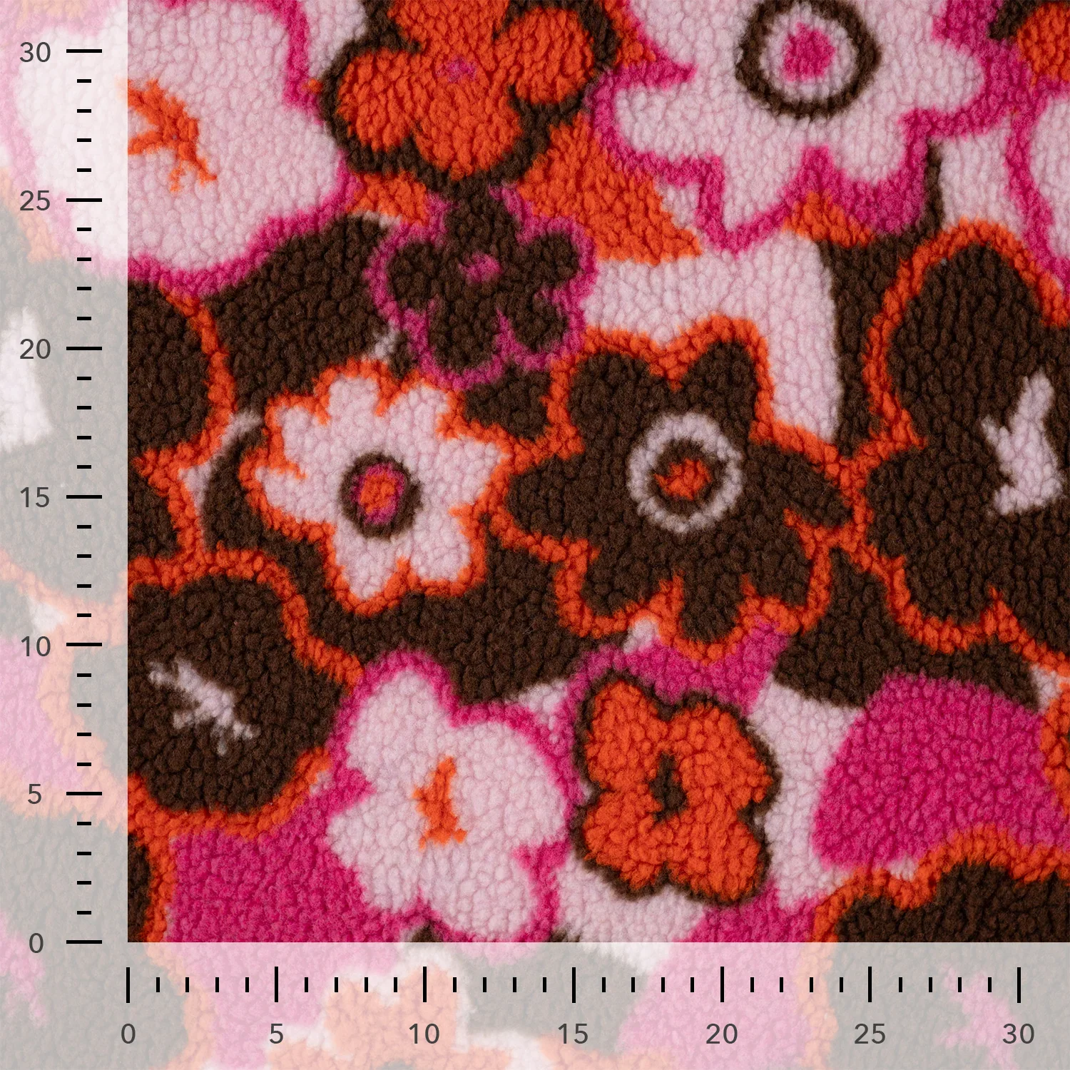 Teddystoff Jacquard mit Retro-Blumen - fuchsia (Q170)