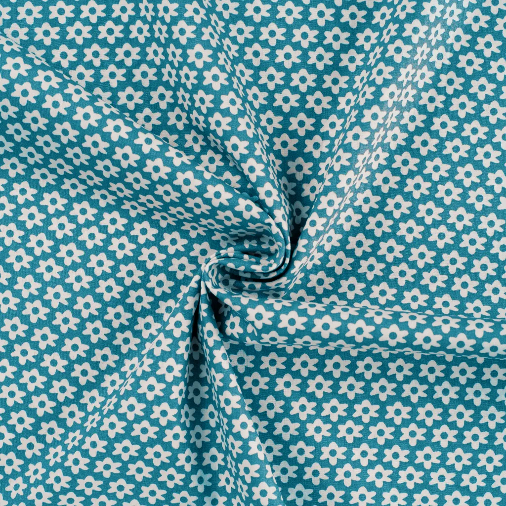 Popeline mit Mini-Blumen in petrol Stoffmonster - Main Image