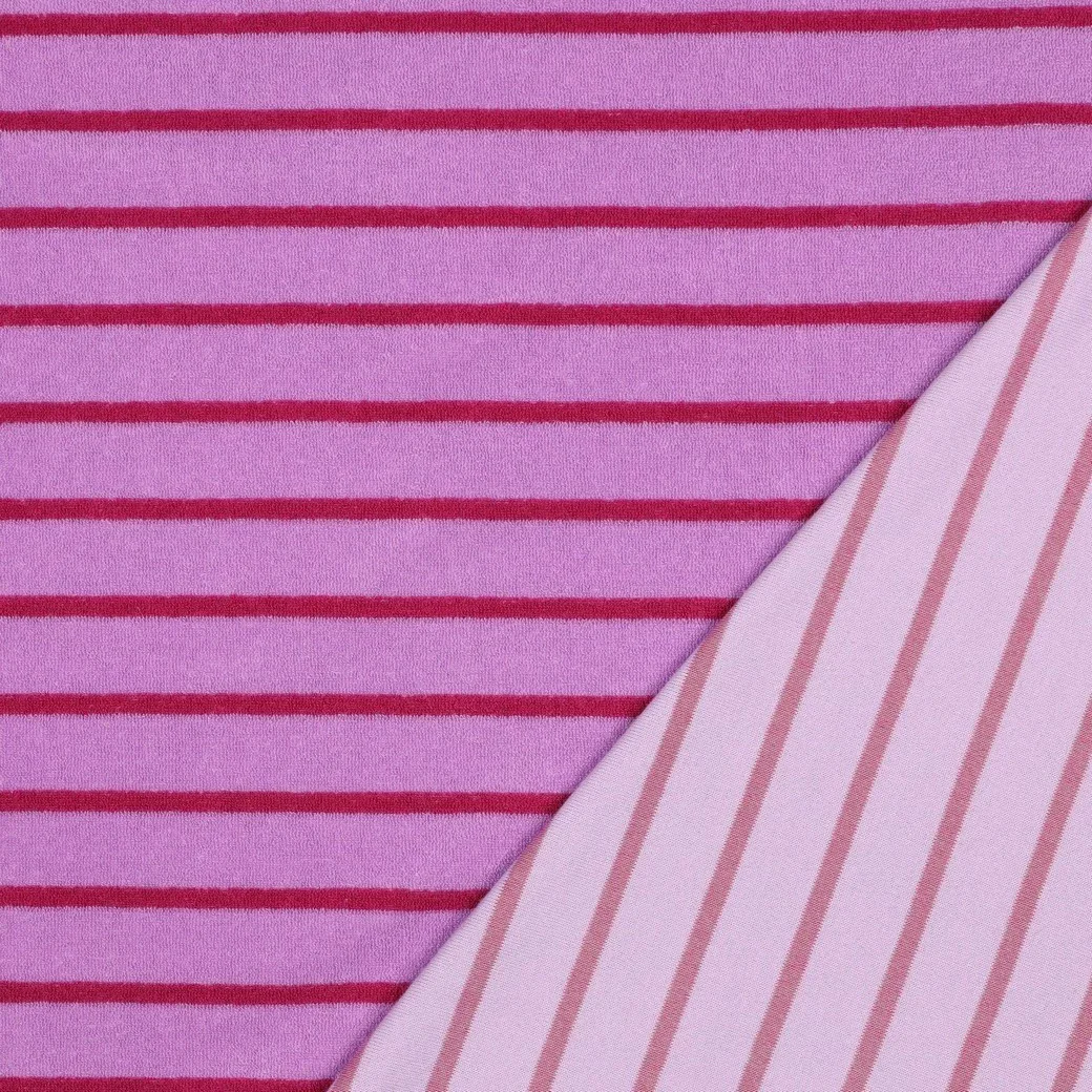Frottee garngefärbt mit bunten Streifen - rosa/pink (V003)