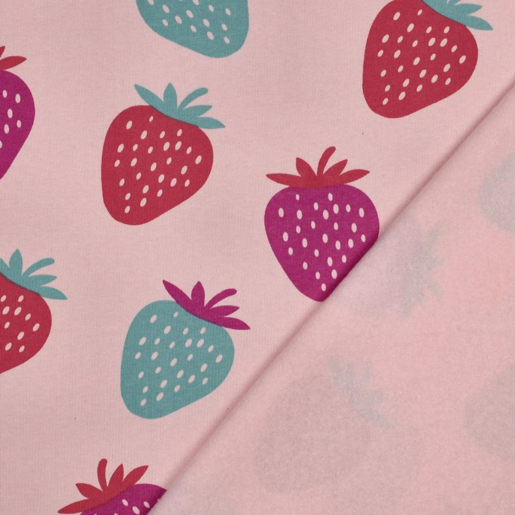 Sweat angeraut mit Erdbeeren - rosa (V047)