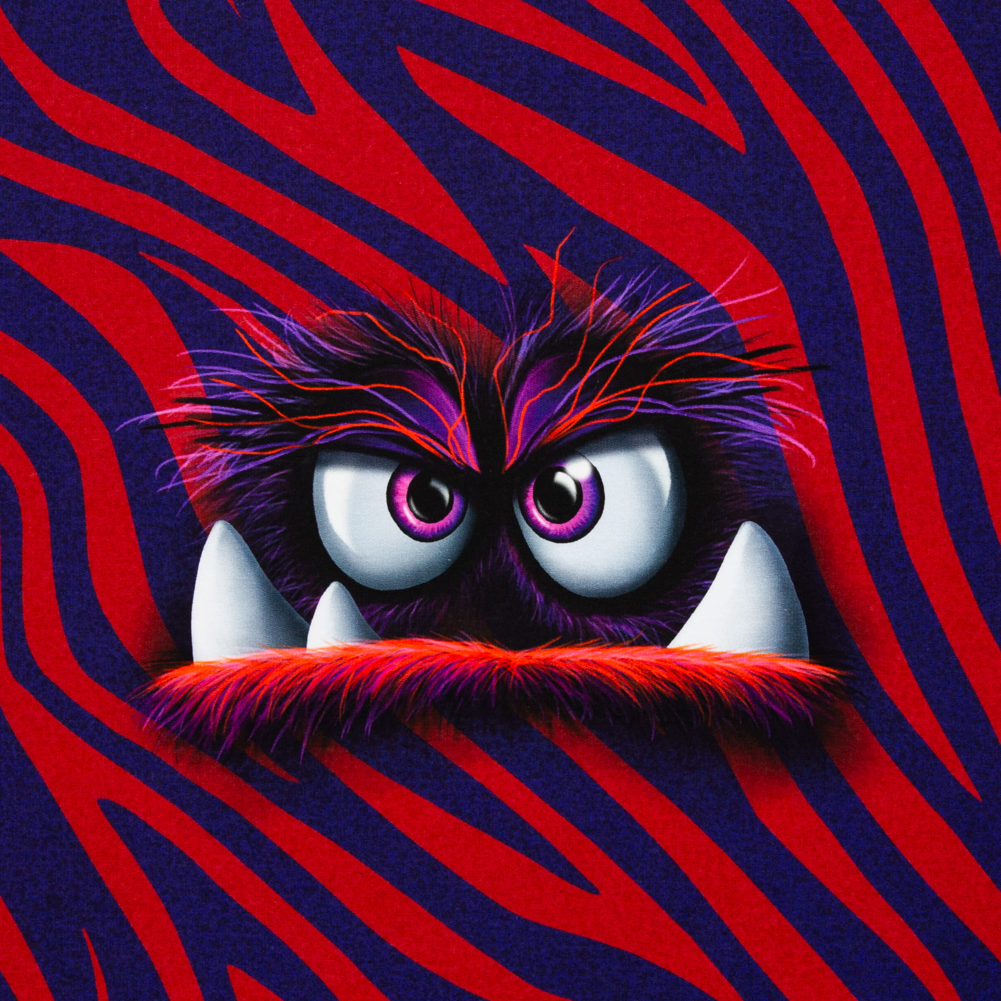 French Terry Panel "Monsta" by Thorsten Berger - rot/blau